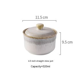 Household Ceramic Covered Water Proof Stewing Cup (Option: Gold gray stew cup 4.5inches)