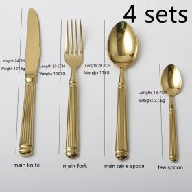 Roman Pillar Stainless Steel Thick Handle Knife Fork Spoon Set (Option: 4sets)