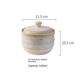 Household Ceramic Covered Water Proof Stewing Cup (Option: Gold gray 4.5inches)