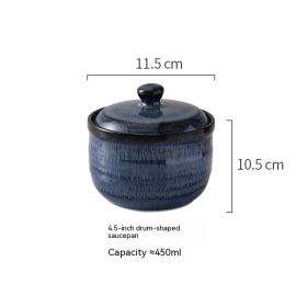 Household Ceramic Covered Water Proof Stewing Cup (Option: Royal Blue 4.5inches)