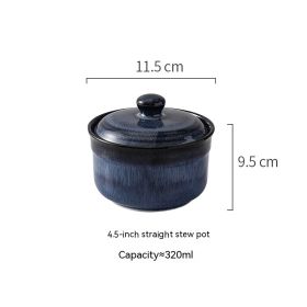 Household Ceramic Covered Water Proof Stewing Cup (Option: Blue stew cup 4.5inches)
